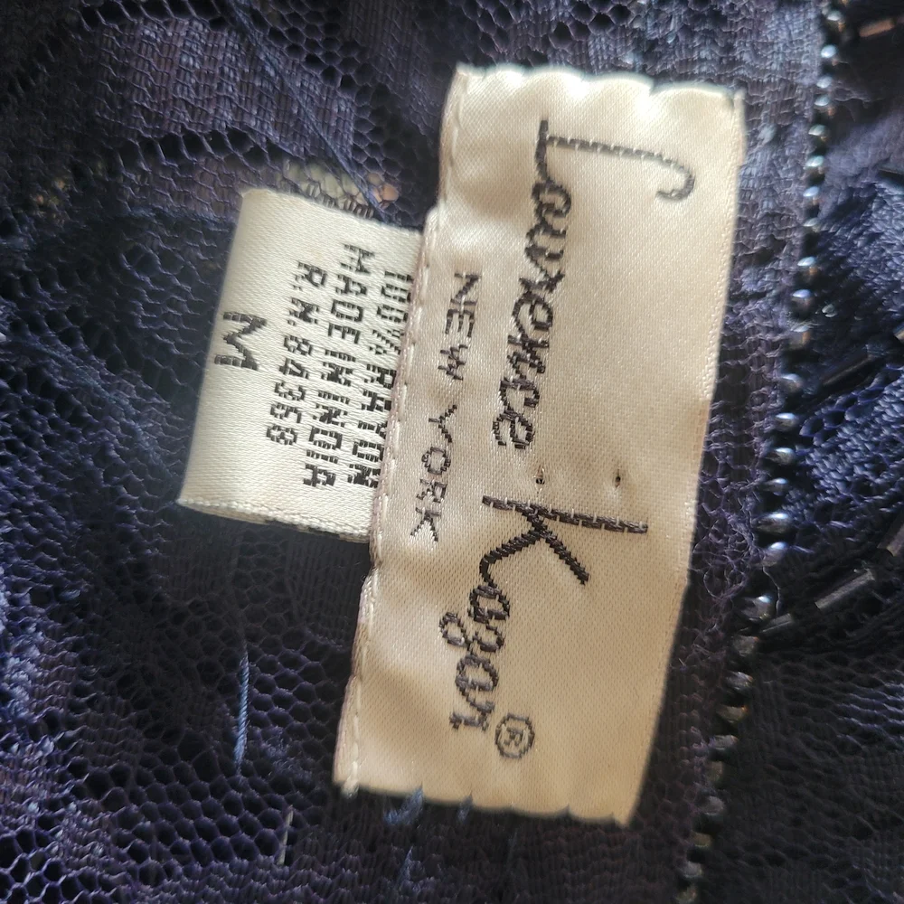 Laurence Kazar Navy Lace Beaded Cardigan